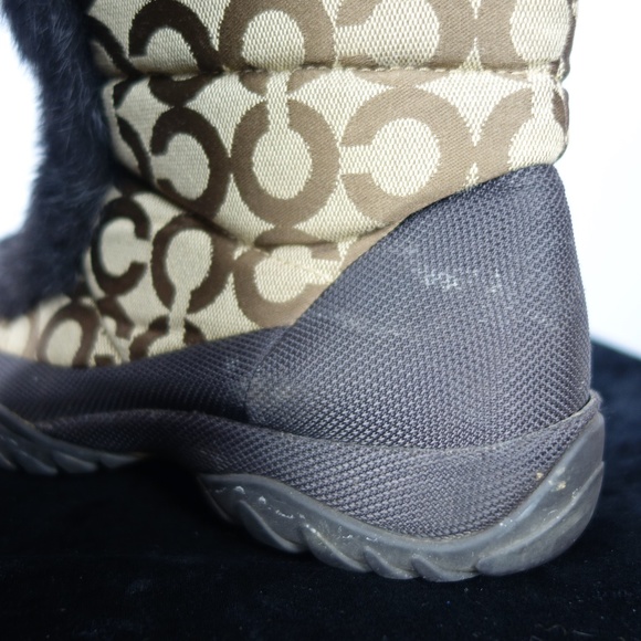 Coach Jennie Monogram Tan & Brown Lace-Up Faux Rabbit Fur Boots, Size 8.5 B - Picture 13 of 16